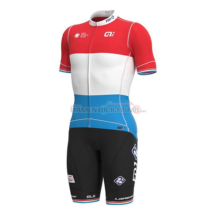 Abbigliamento Ciclismo Groupama-FDJ Manica Corta 2022 Rosso Luxembourg Champion